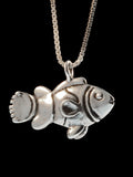 Clown Fish Charm Pendant - Sterling Silver