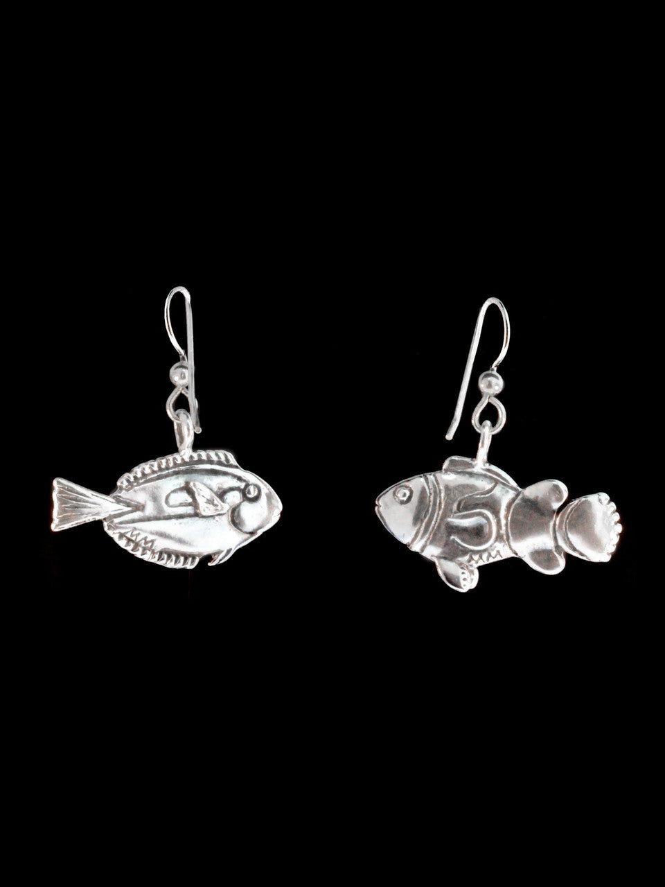 Blue Tang and Clown Fish Earrings - Sterling Silver