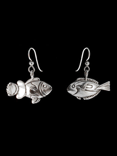 Blue Tang and Clown Fish Earrings - Sterling Silver