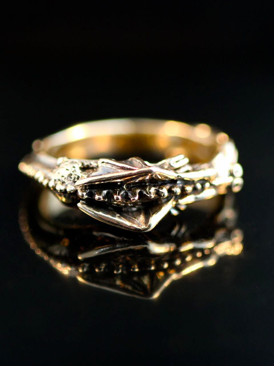 14k Gold Flame Dragon Ring