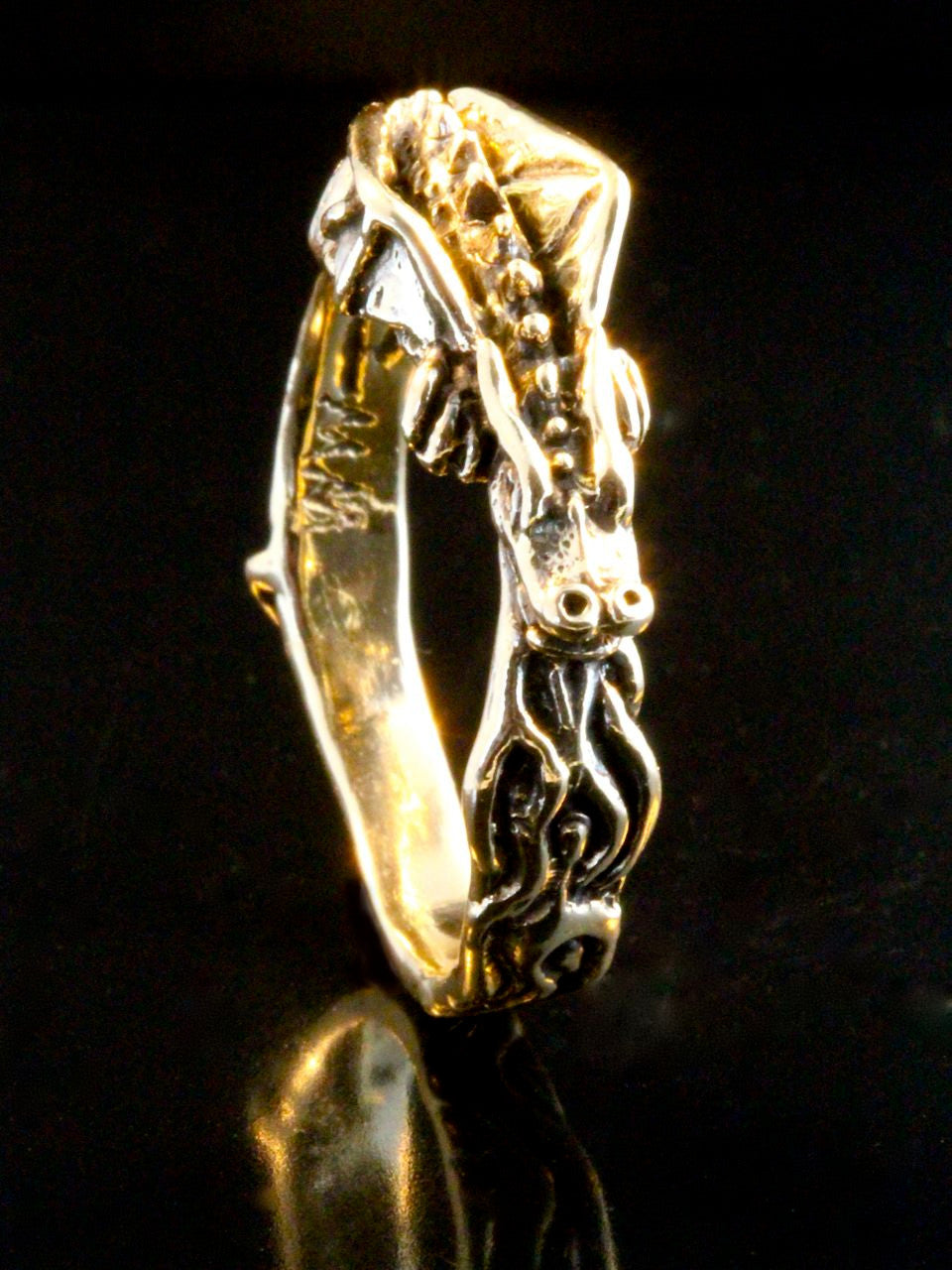 14k Gold Flame Dragon Ring
