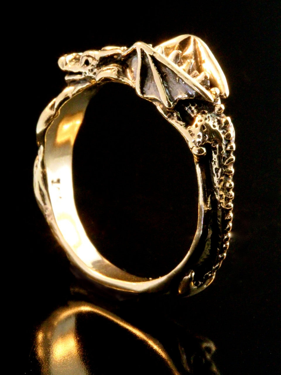 14k Gold Flame Dragon Ring