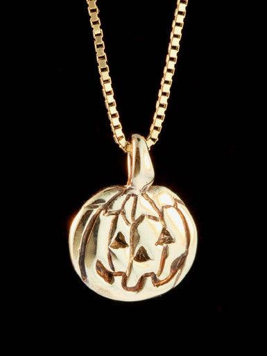 Jack O'Lantern Pumpkin Charm - 14K Gold