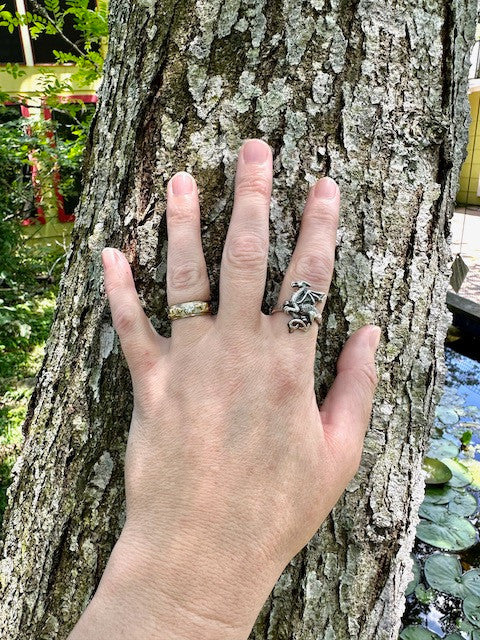 Flat Dragon Ring - Silver