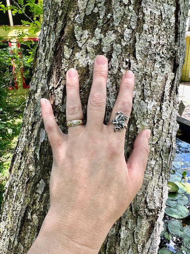 Flat Dragon Ring - Sterling Silver
