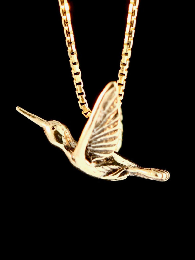 Flitting Hummingbird Charm in 14K Gold