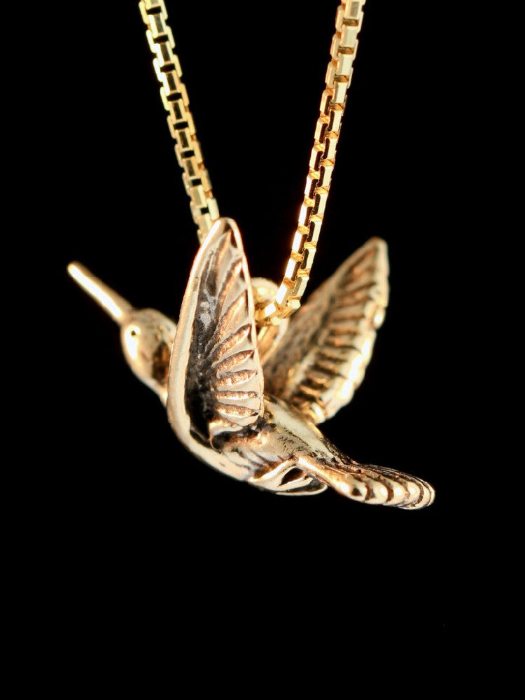 Flitting Hummingbird Charm in 14K Gold