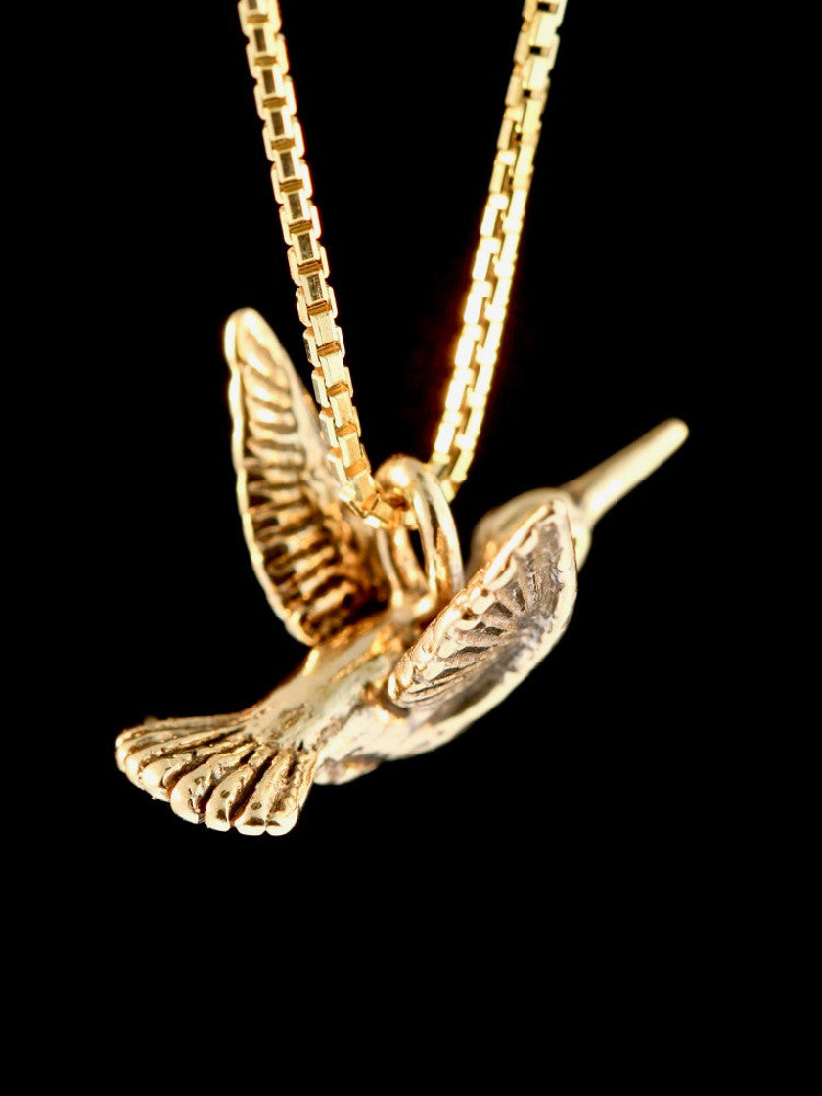 Flitting Hummingbird Charm in 14K Gold