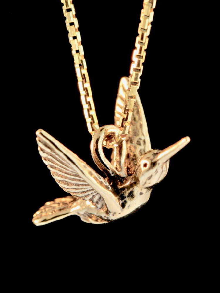 Flitting Hummingbird Charm in 14K Gold