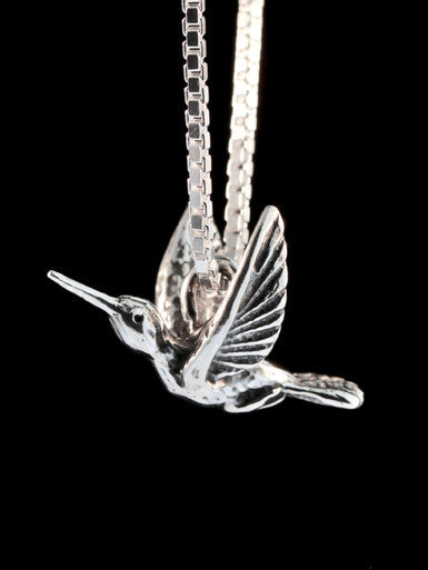 Flitting Hummingbird Charm - Silver
