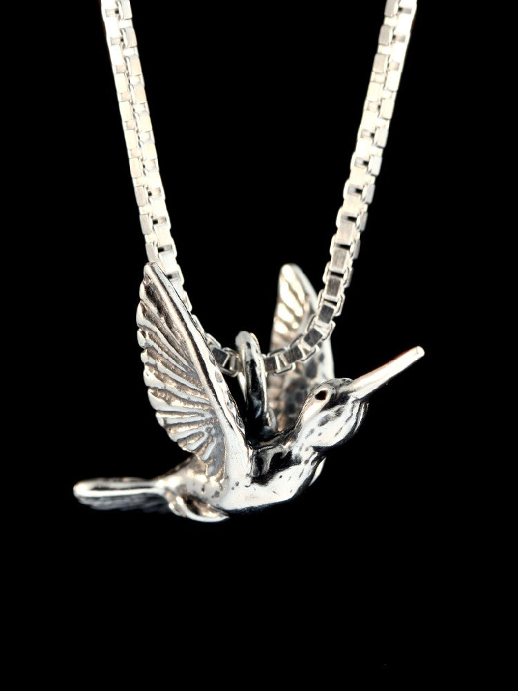 Flitting Hummingbird Charm in Silver