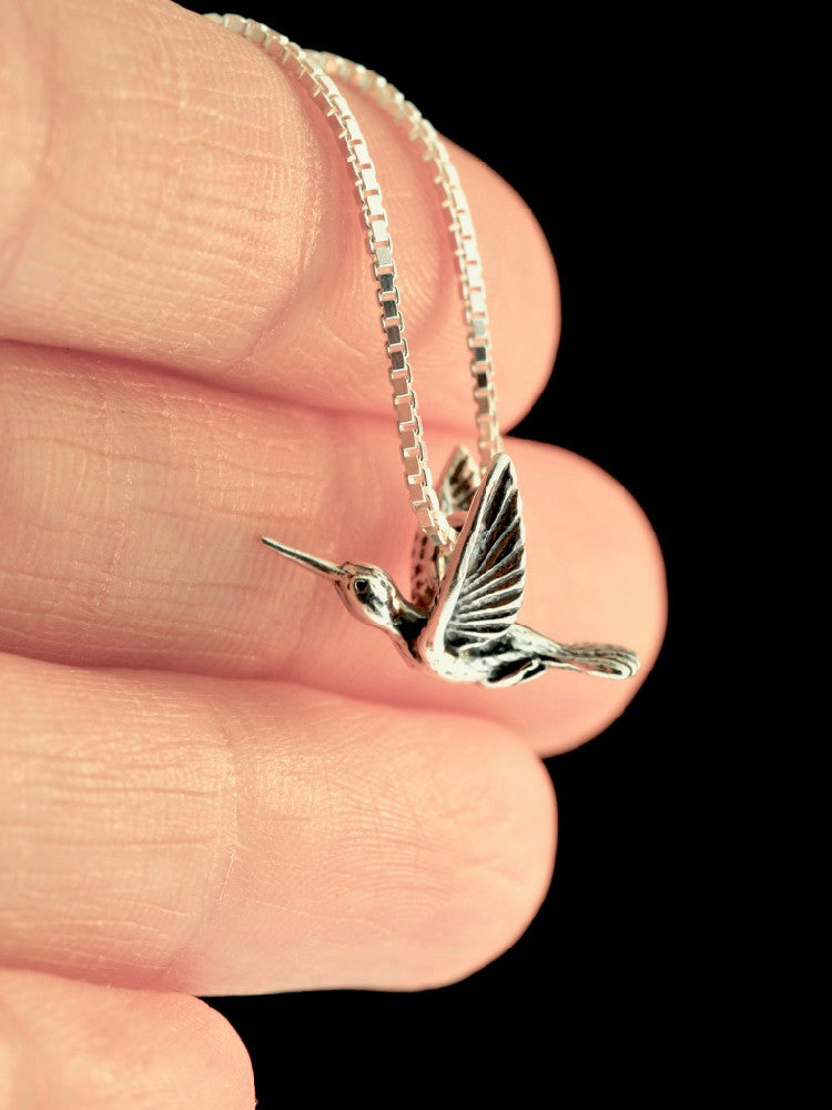 Flitting Hummingbird Charm in Silver