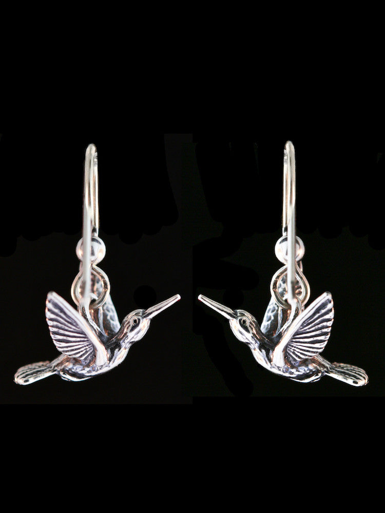 Flitting Hummingbird Earrings in Silver
