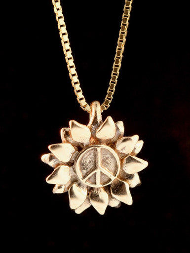 Flower Power Peace Charm - 14K Gold