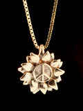 Flower Power Peace Charm - 14K Gold