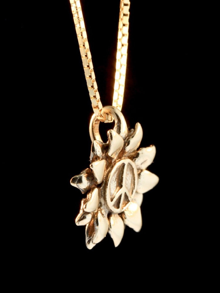Flower Power Peace Charm - 14K Gold