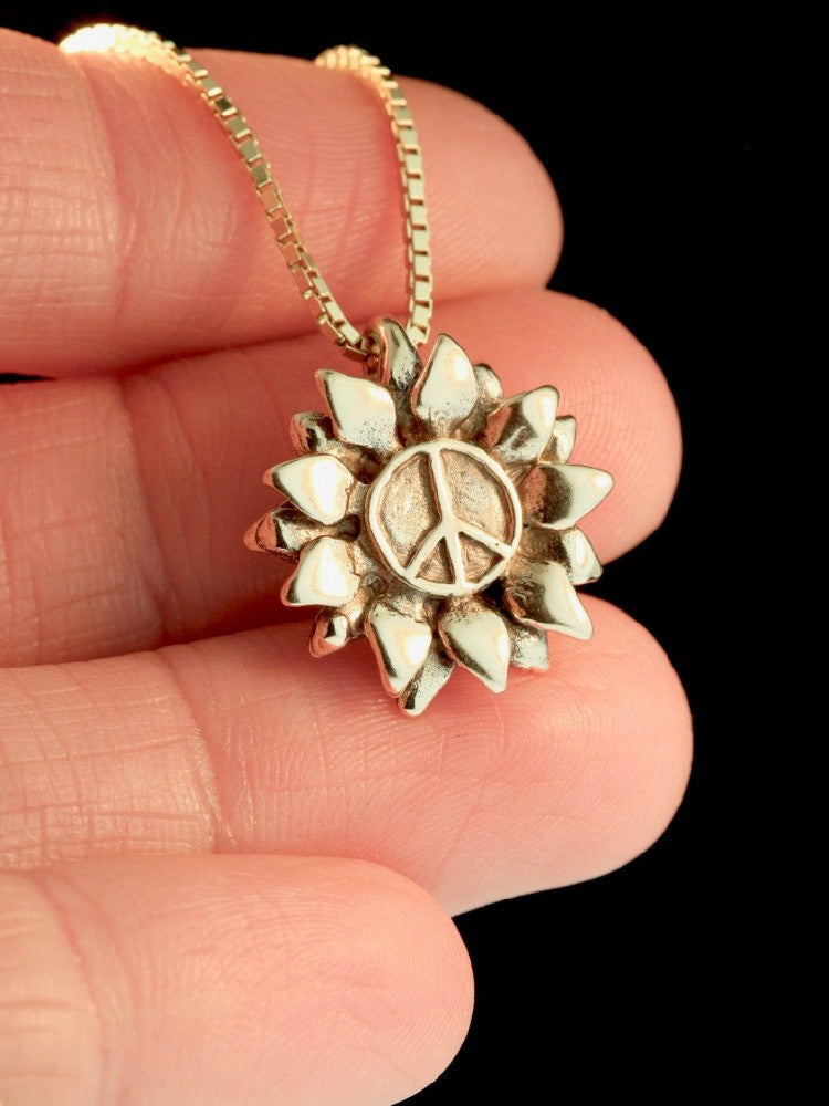 Flower Power Peace Charm - 14K Gold