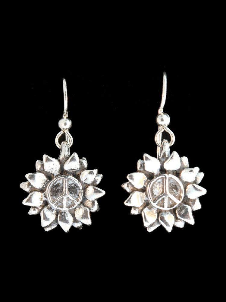 Flower Power Peace Symbol Earrings