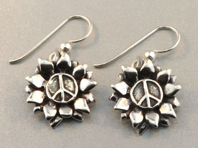 Flower Power Peace Symbol Earrings
