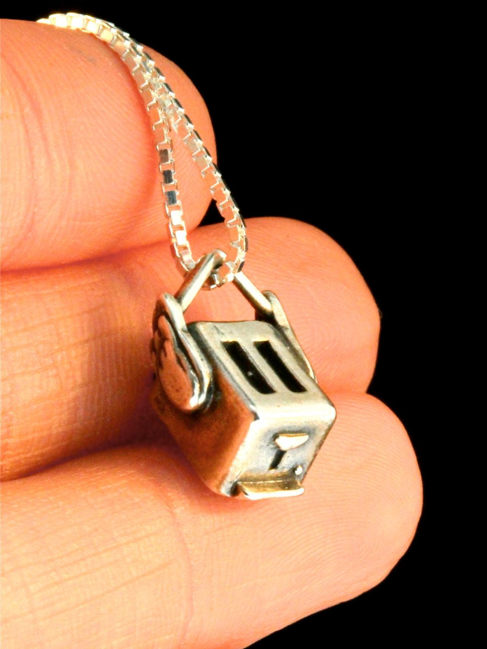 Flying Toaster Charm - Silver
