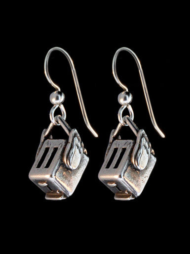 Flying Toaster Earrings - Sterling Silver