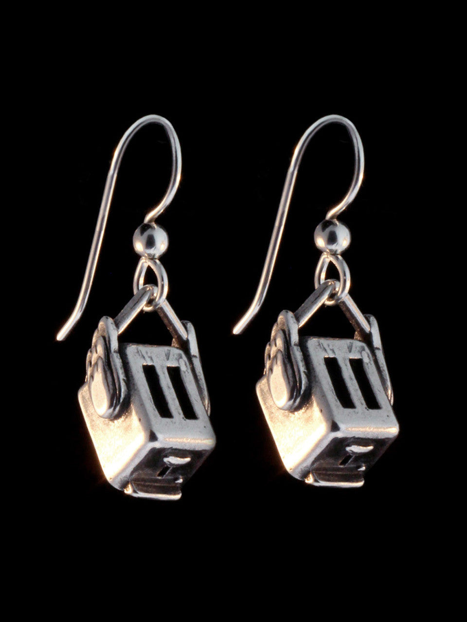Flying Toaster Earrings - Silver