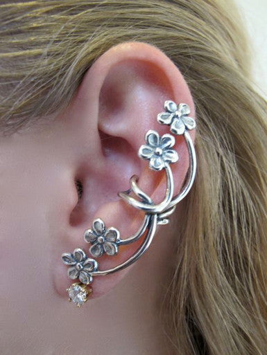 Forget Me Not Ear Cuff - Silver