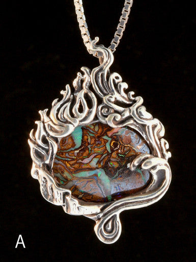 Four Elements Pendant with Gemstones - Sterling Silver