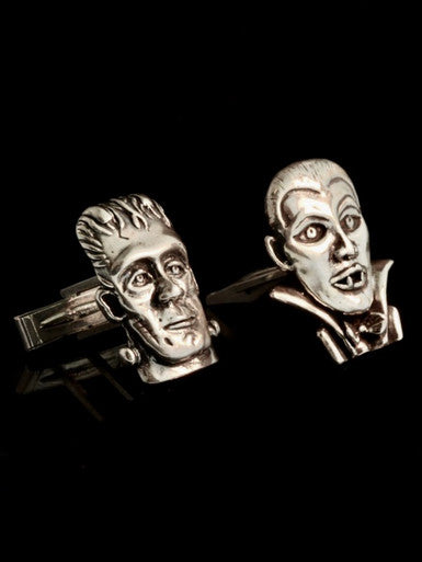 Frankenstein and Dracula Cufflinks - Silver