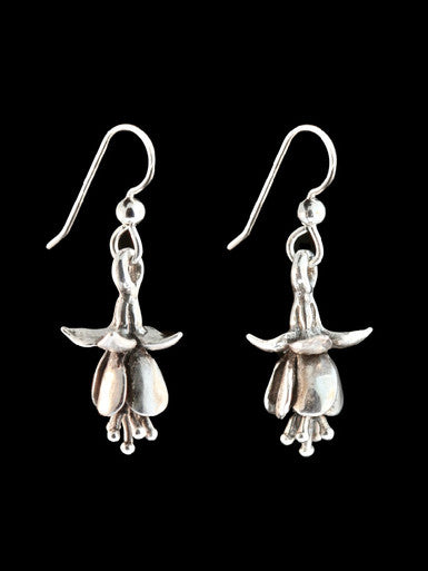 Fuchsia Flower Earrings - Sterling Silver