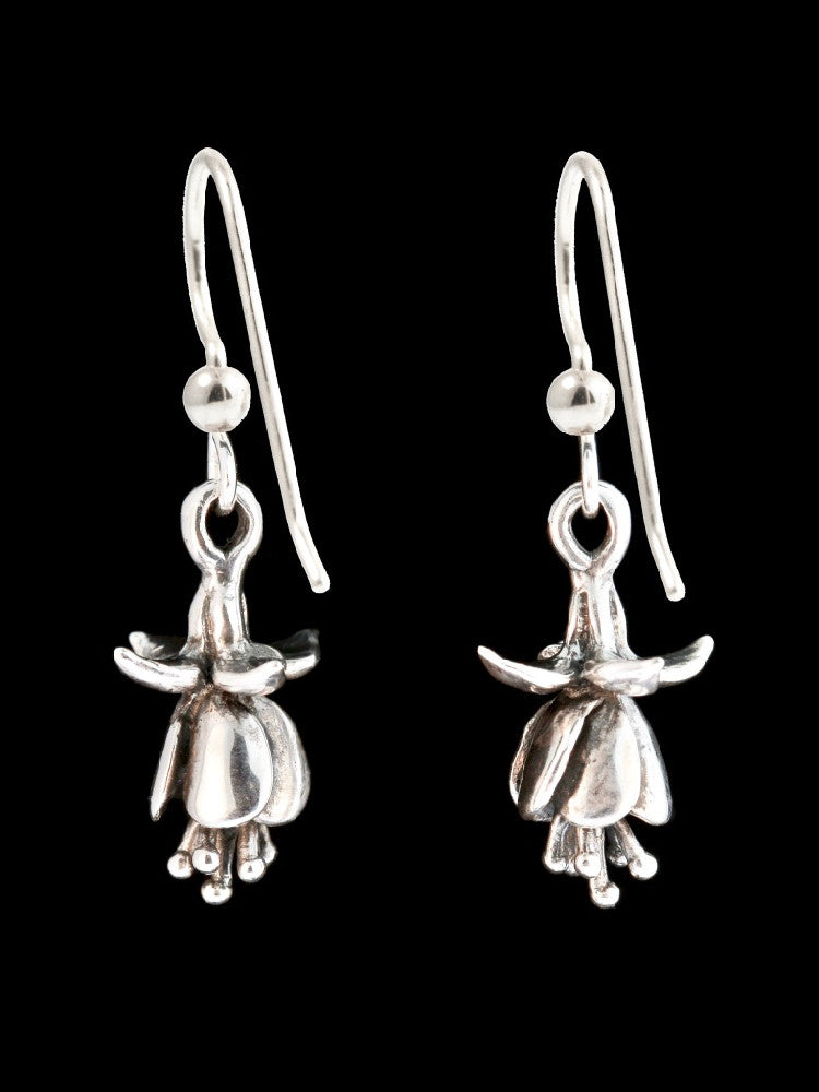 Fuchsia Flower Earrings in Silver