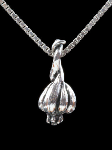 Small Garlic Clove Charm - Sterling Silver