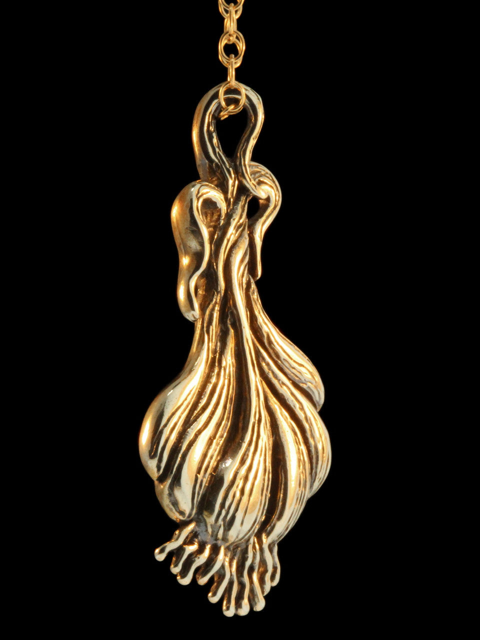 Large Bronze Garlic Pendant w/Bronze Chain