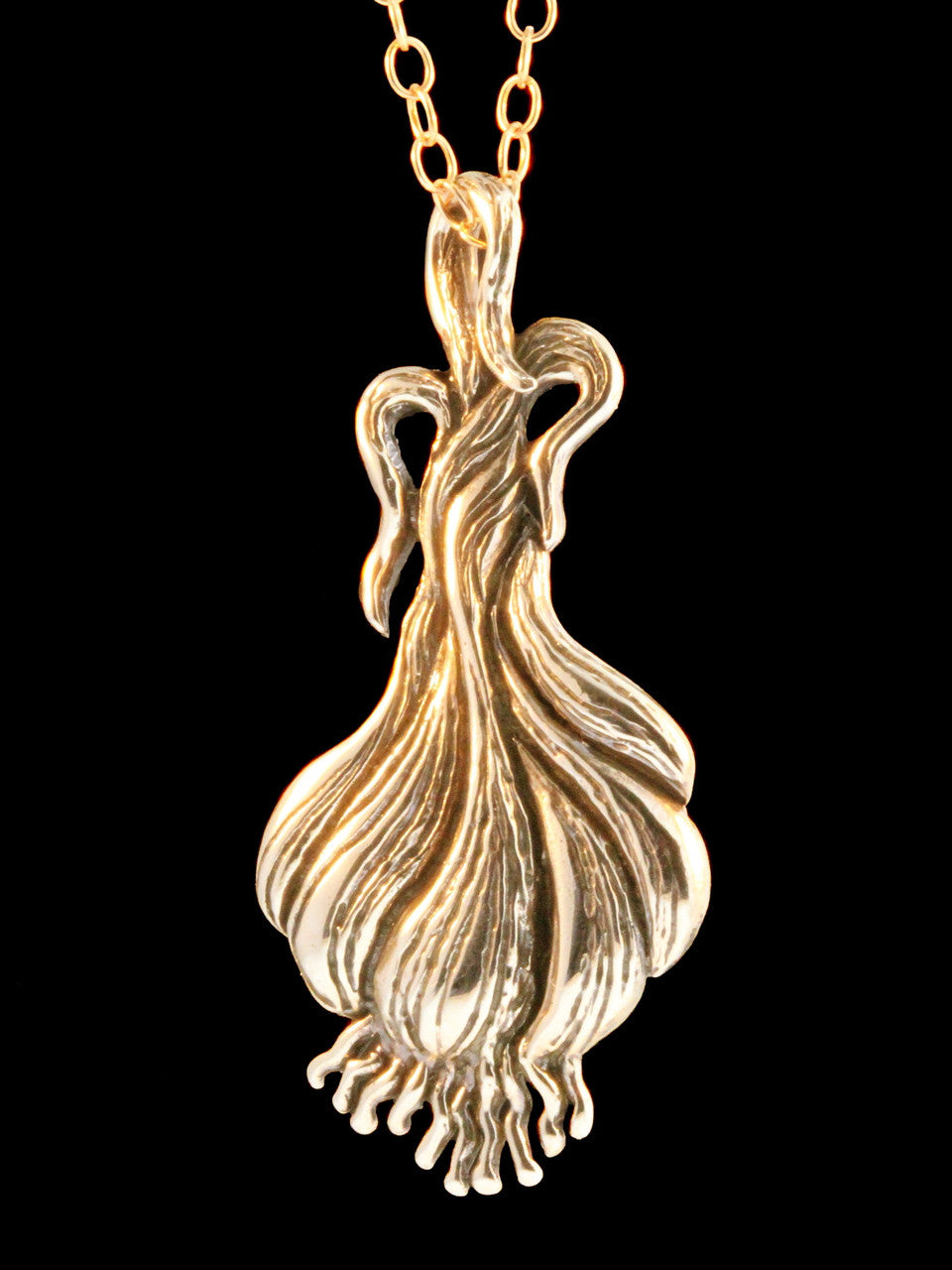 Large Bronze Garlic Pendant w/Bronze Chain