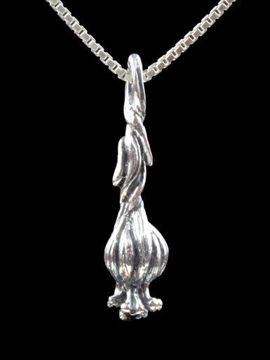 Medium Garlic Clove Charm - Silver