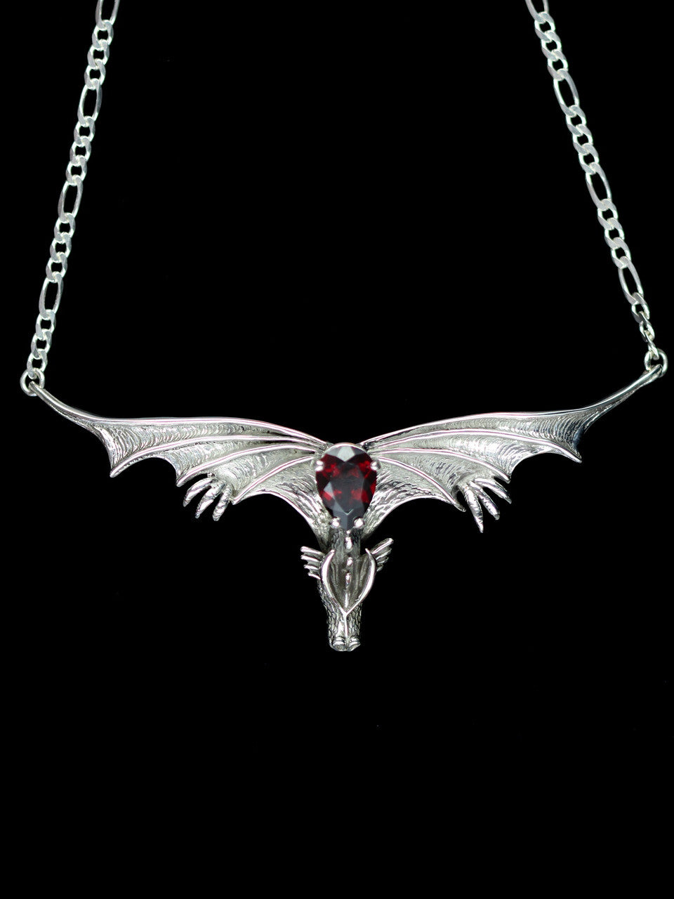 Gothic Dragon Neckpiece w/Mozambique Garnet