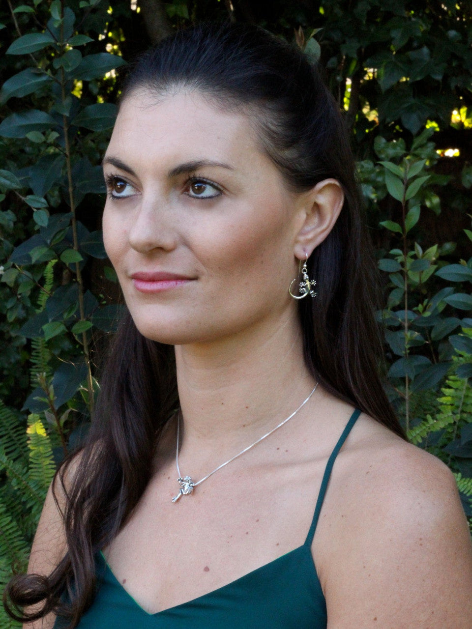 Gecko Earrings in Silver