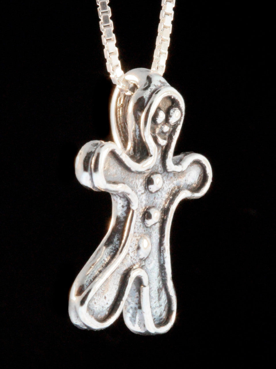 Gingerbread Man Charm - Silver