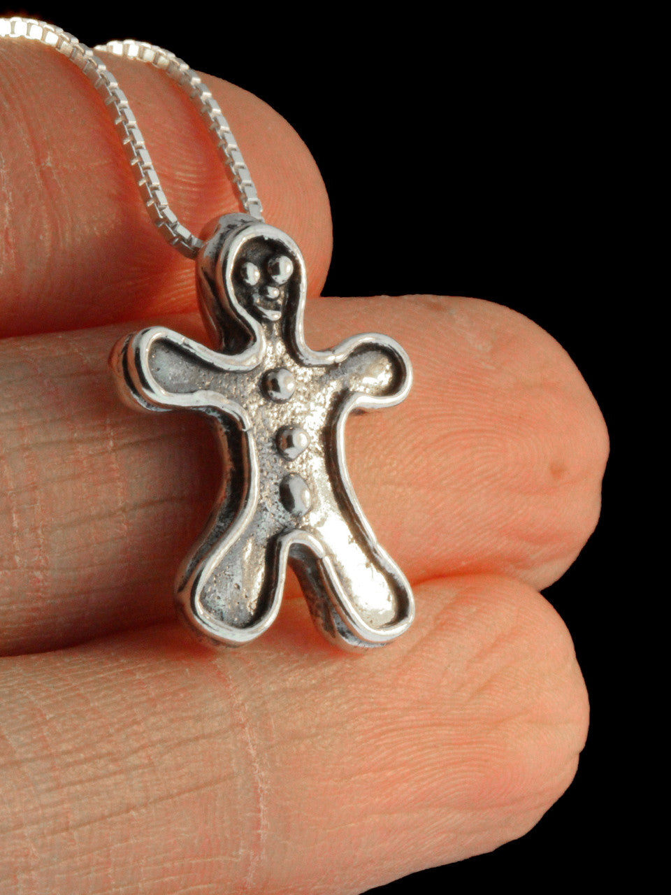 Gingerbread Man Charm - Sterling Silver