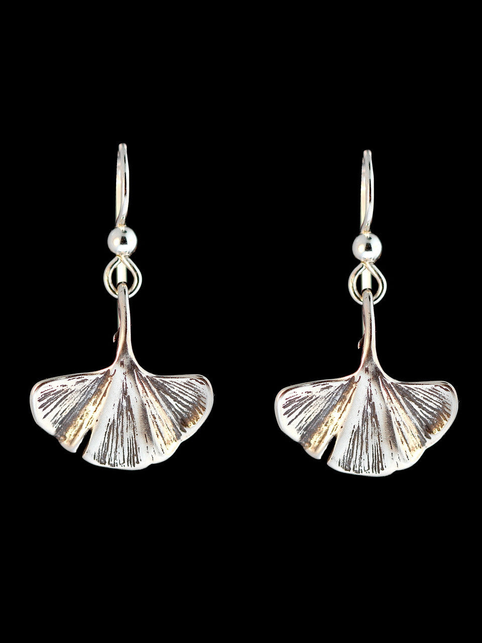 Small Ginkgo Leaf Earrings - Silver