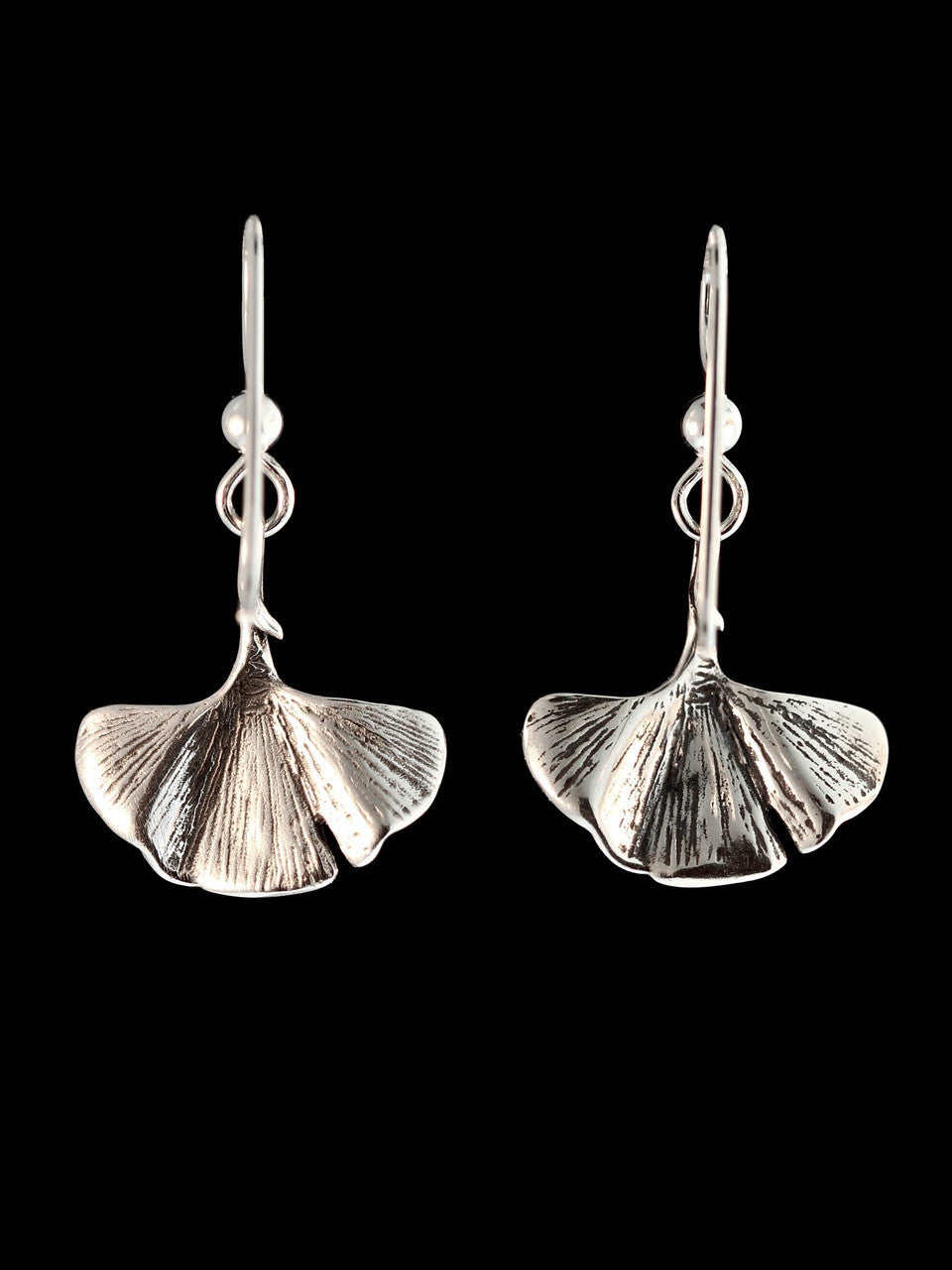 Small Ginkgo Leaf Earrings - Silver