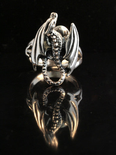 Glider Dragon Ring - Silver