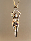 Spiral Goddess Pendant with Gemstone - Sterling Silver
