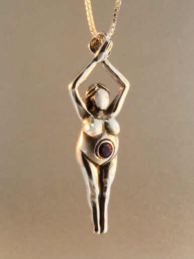 Spiral Goddess Pendant with Gemstone - Sterling Silver