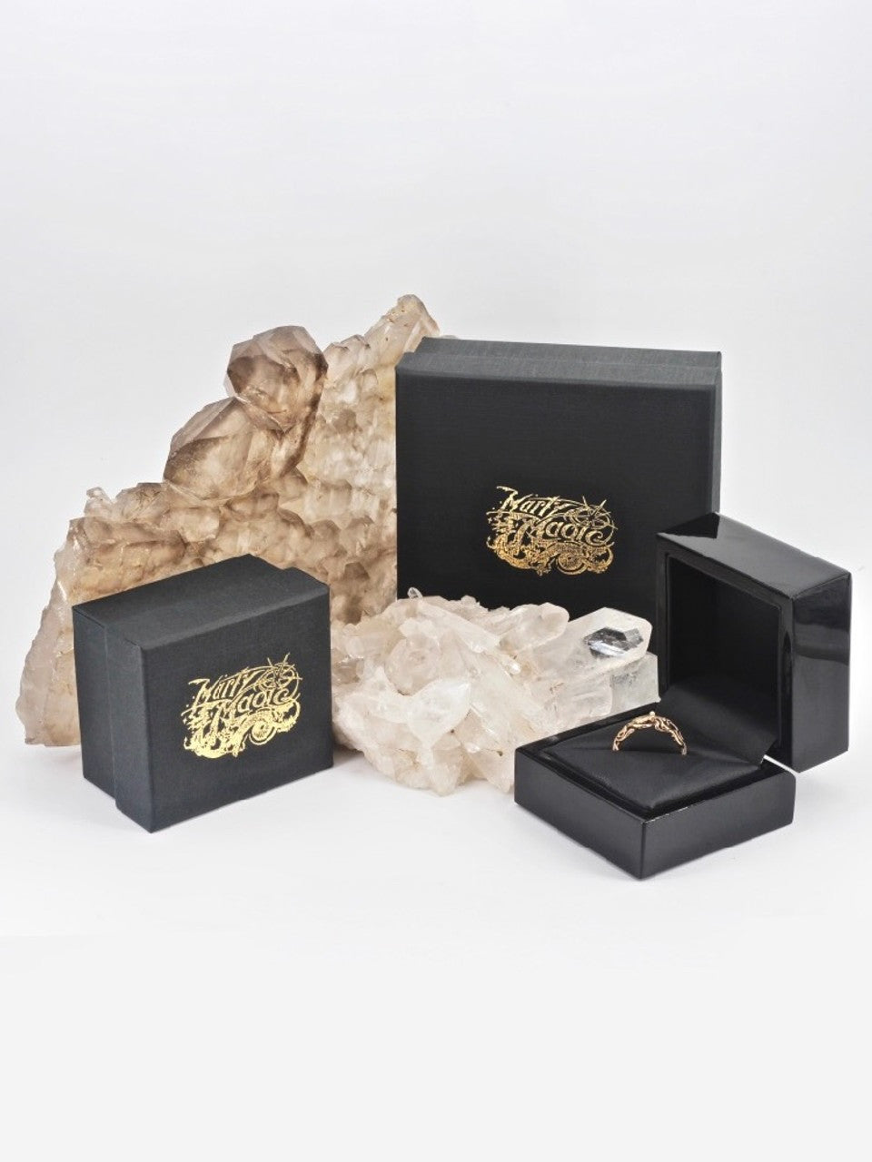 All Marty Magic Jewelry is packaged in a beautiful ring box embossed with the gold foil Marty Magic dragon logo. Perfect for any occasion!