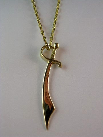 Gold Cutlass Sword Pendant - Solid 14k Gold