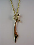 Gold Cutlass Sword Pendant - Solid 14k Gold