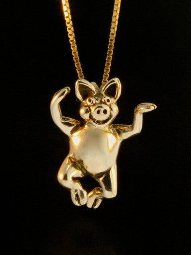 Hands Up Pig - 14K Gold
