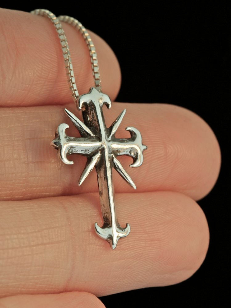 Gothic Cross Charm - Silver