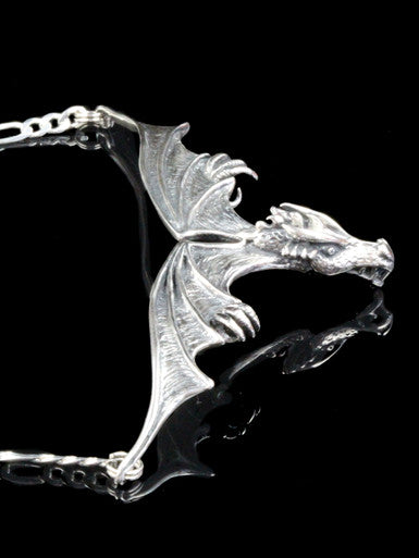 Dragon - Gothic Dragon Neckpiece - Silver